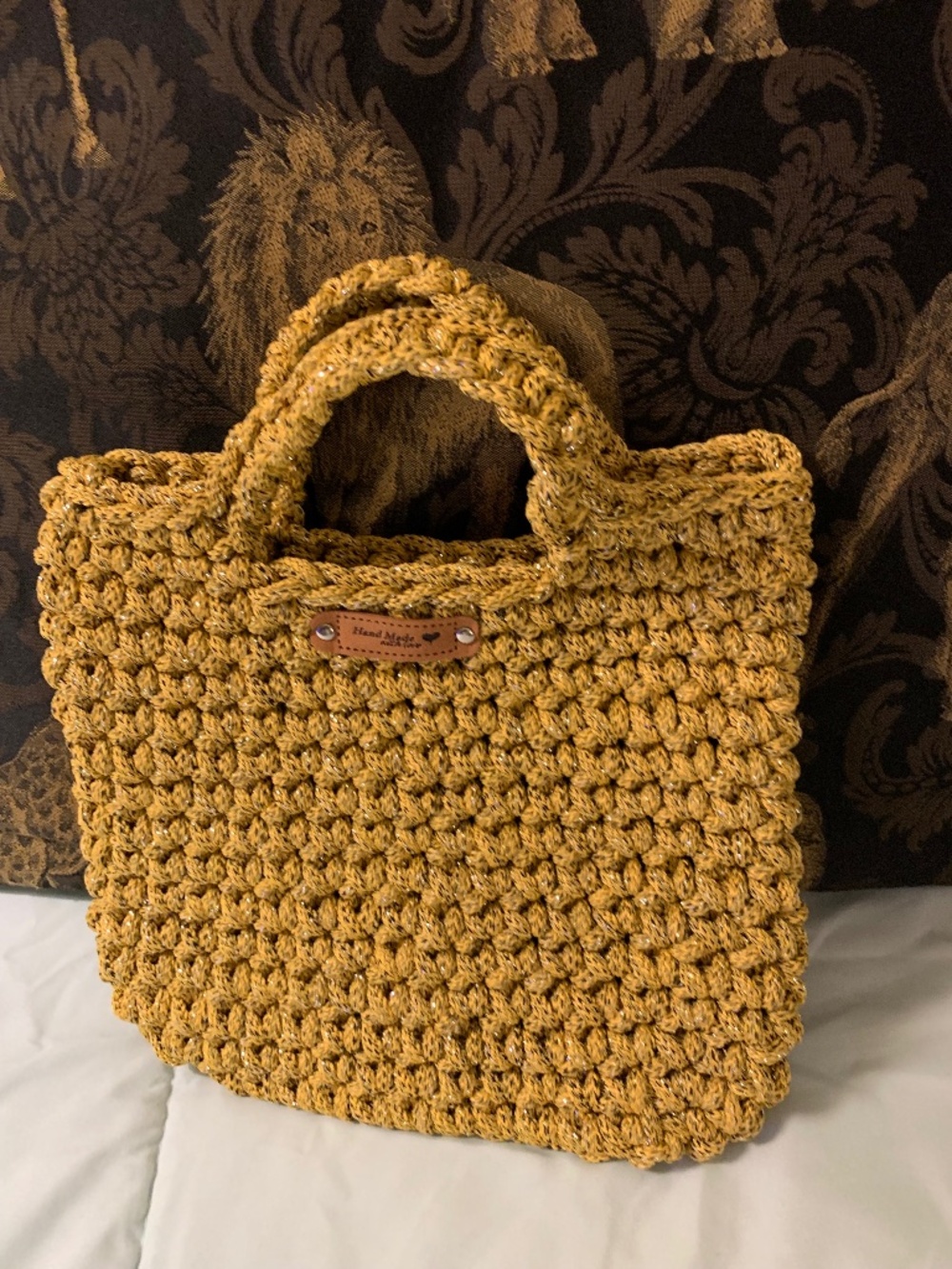 Crocheted Handmade Handbag with attached straps - New